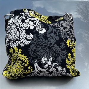 Vera Bradley Black and Yellow Floral Shoulder Bag